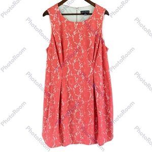 Jessica Howard Dress 14W, Coral Lace W/ Beige Lining, Fit & Flare, Sleeveless